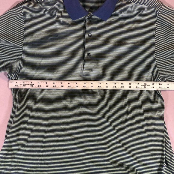 Callaway Collection Polo Men's Size Medium Button Green/Blue Egyptian Cotton - Picture 2 of 6